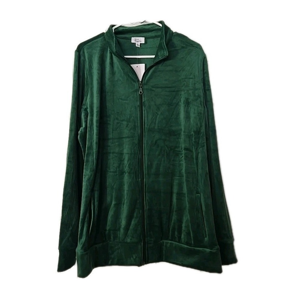 Kim Rogers New Faux Velvet‎ Zipup Jacket Plus XXL